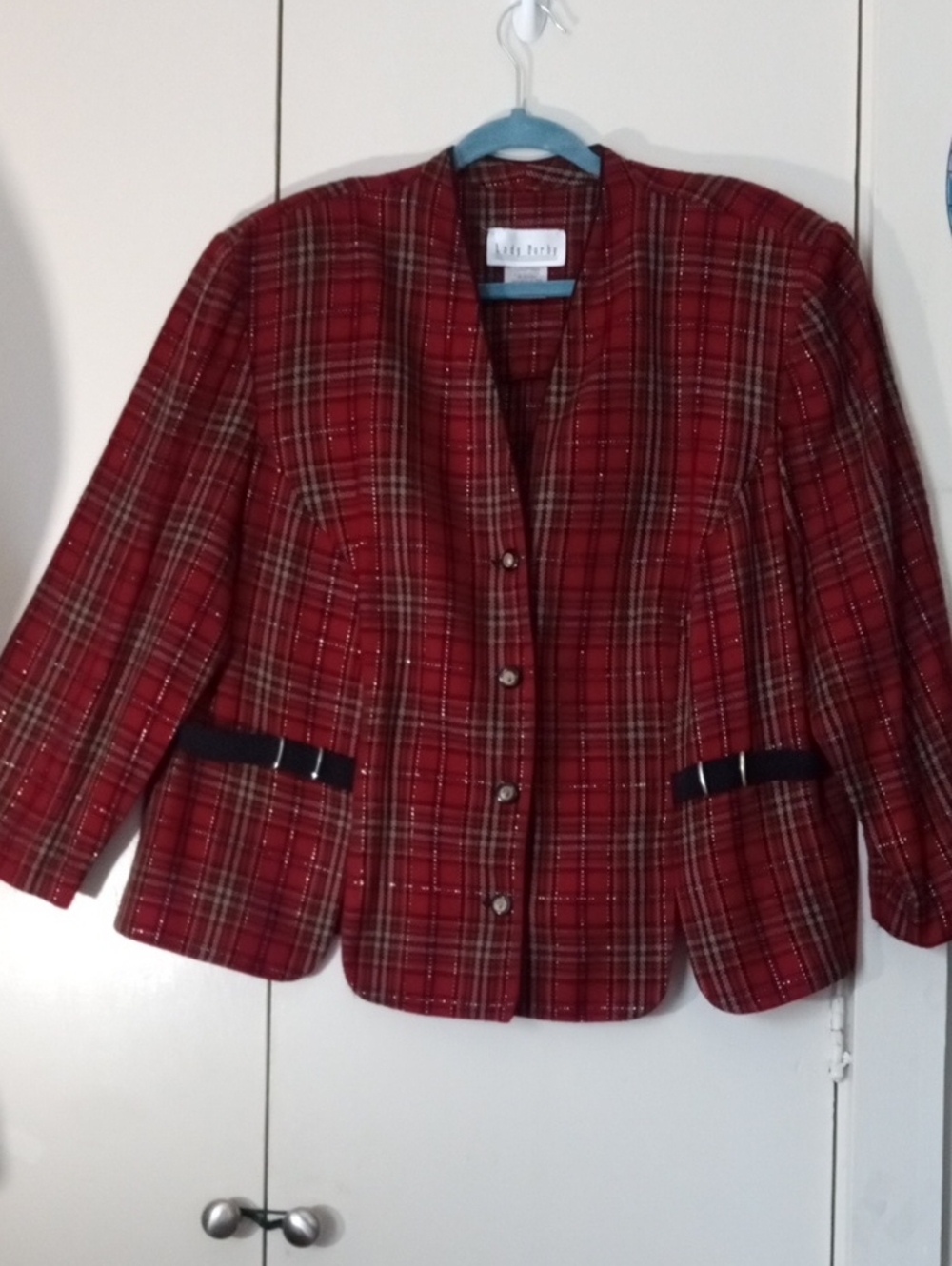 Lady Dorby VTG Women’s Red Plaid Blazer Equestrian Style Blazer Jacket 20W